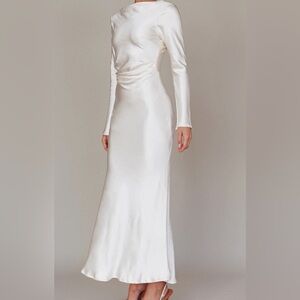 Beautiful Selfie Leslie White Satin Dress